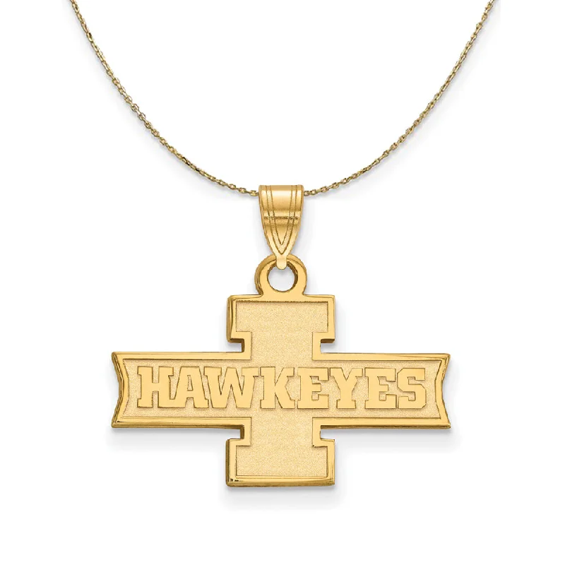 14k Yellow Gold U. of Iowa Small 'Hawkeyes' Necklace