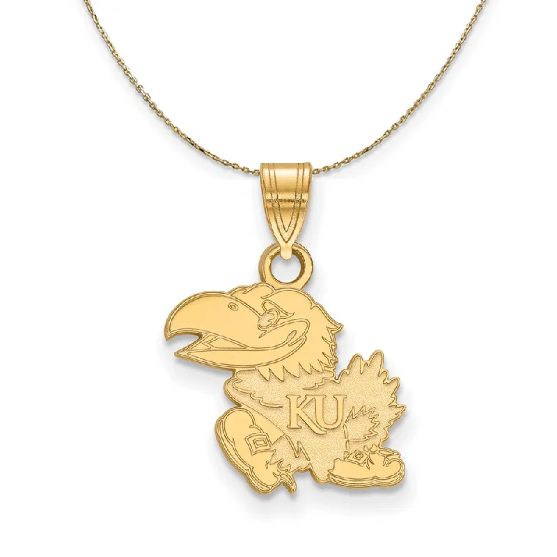 Glowing ruby necklace-14k Yellow Gold U. of Kansas Small Mascot Necklace