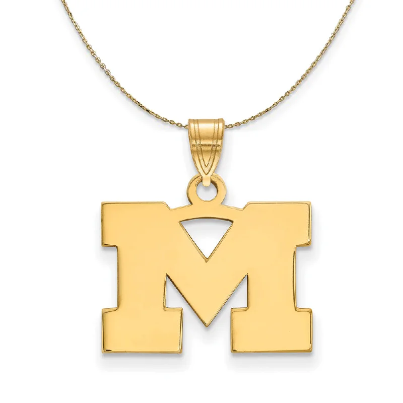 Rounded stone necklace-14k Yellow Gold U. of Michigan Small Initial M Necklace