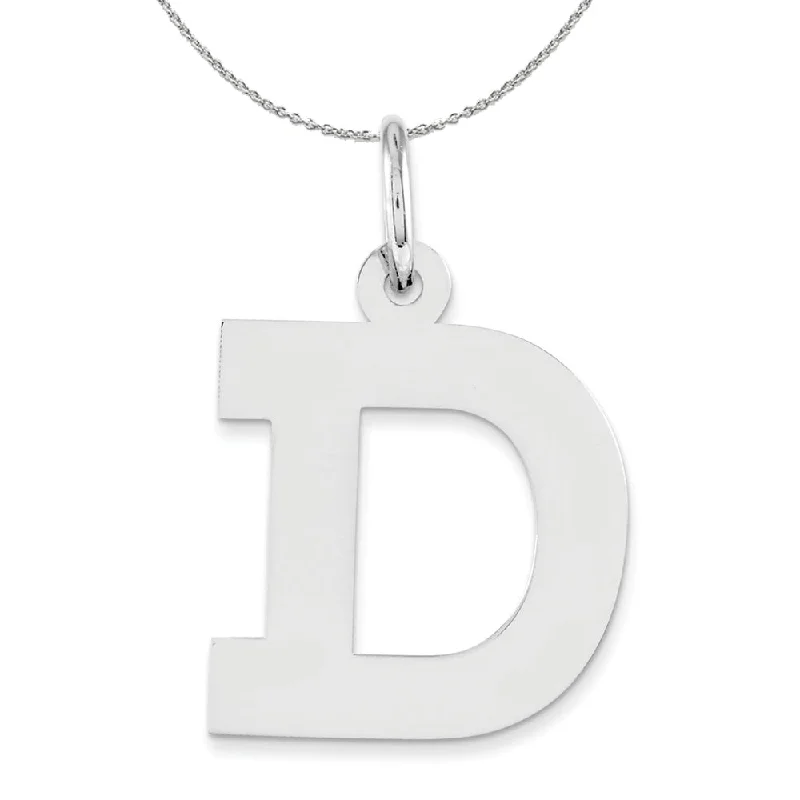 Tesselated design necklace-Silver Amanda Collection Medium Block Style Initial D Necklace