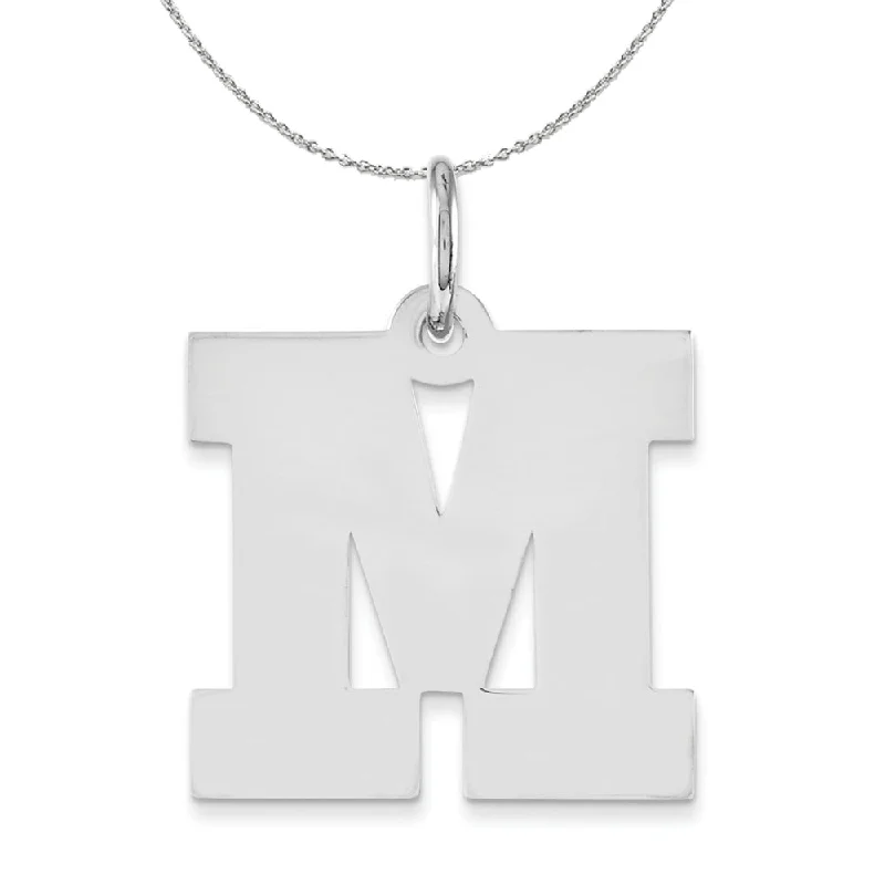 Crafted silver necklace-Silver Amanda Collection Medium Block Style Initial M Necklace