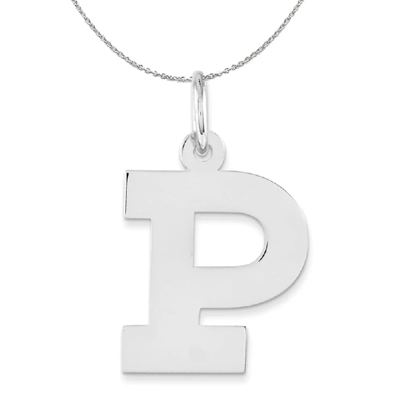 Glowing iolite necklace-Silver Amanda Collection Medium Block Style Initial P Necklace