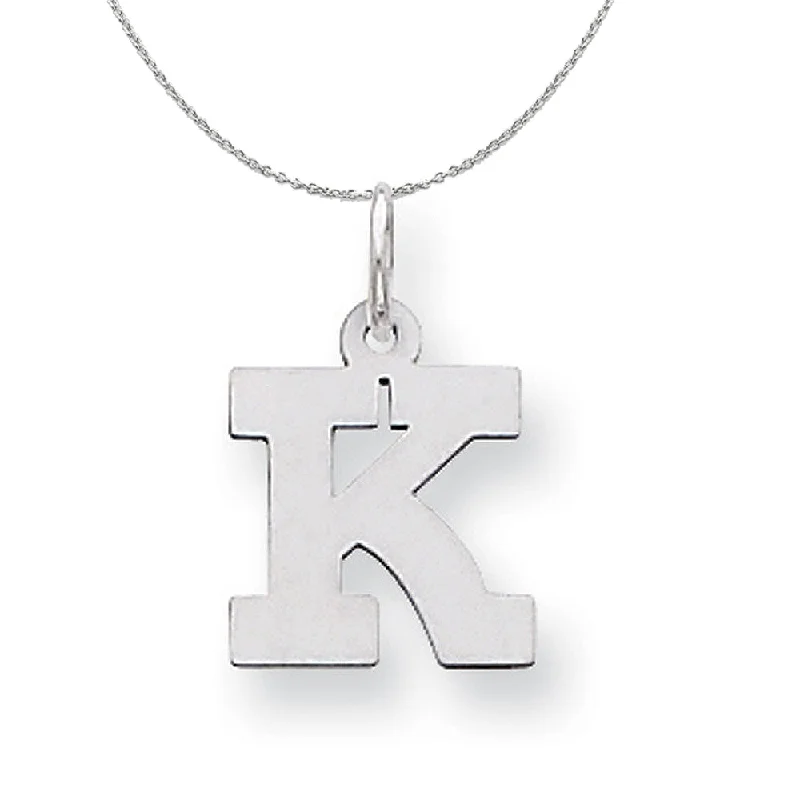 Pulse-wave necklace-Silver, Amanda Collection Small Block Style Initial K Necklace