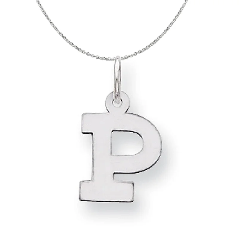 Retro chrysoprase necklace-Silver, Amanda Collection Small Block Style Initial P Necklace