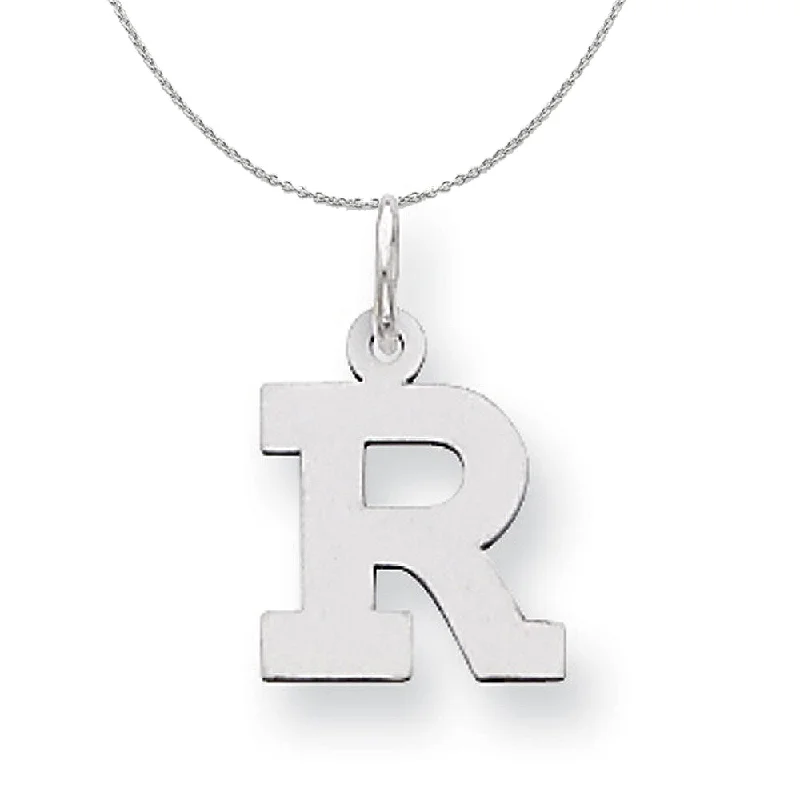 Lush emerald necklace-Silver, Amanda Collection Small Block Style Initial R Necklace