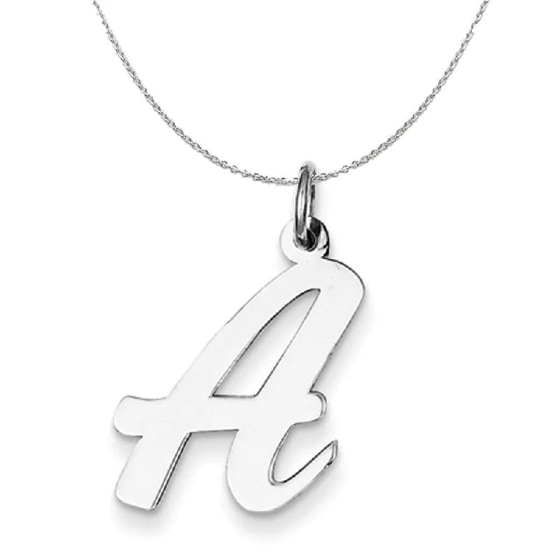 Glossy obsidian necklace-Silver Madison Collection LG Classic Script Initial A Necklace