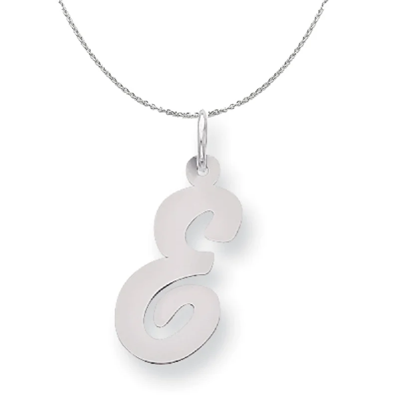 Solid-set pave necklace-Silver Madison Collection LG Classic Script Initial E Necklace