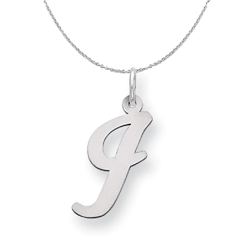 Satin gold necklace-Silver Madison Collection LG Classic Script Initial I Necklace