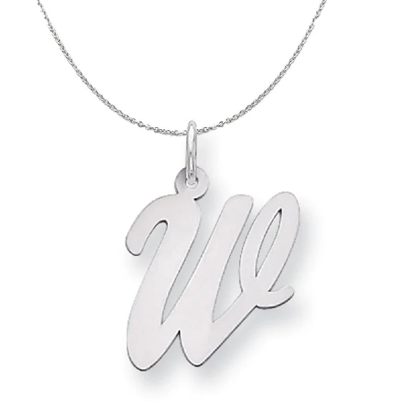 Shiny gem necklace-Silver Madison Collection LG Classic Script Initial W Necklace