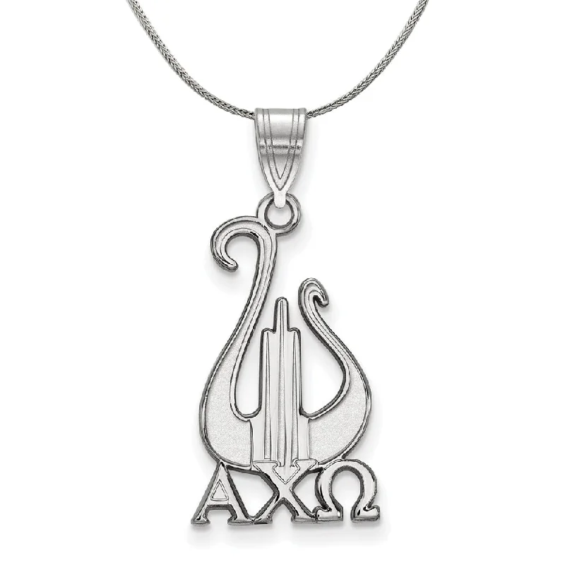 Tesselated design necklace-Sterling Silver Alpha Chi Omega Large Pendant Necklace