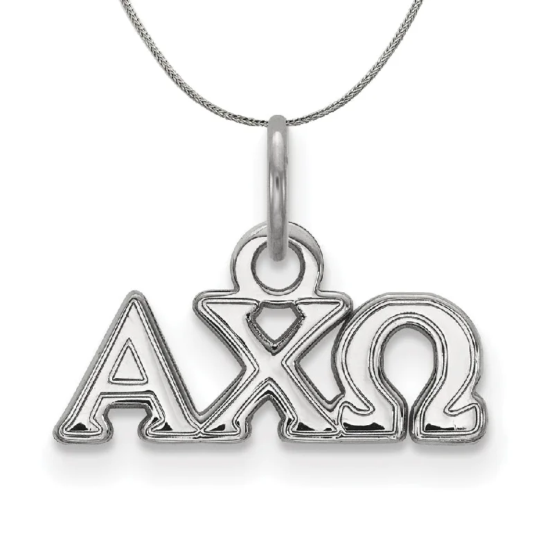 Holo necklace-Sterling Silver Alpha Chi Omega XS (Tiny) Pendant Necklace