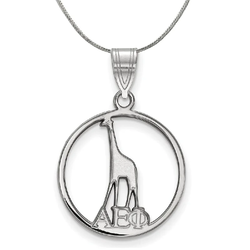 Glimmering gem necklace-Sterling Silver Alpha Epsilon Phi Small Circle Pendant Necklace