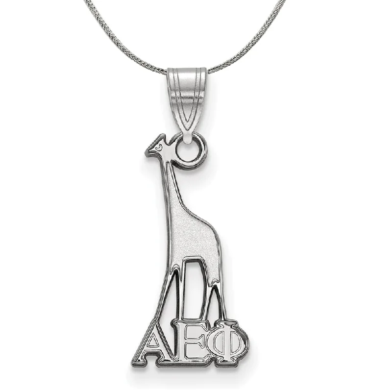 Angled stone necklace-Sterling Silver Alpha Epsilon Phi Small Pendant Necklace