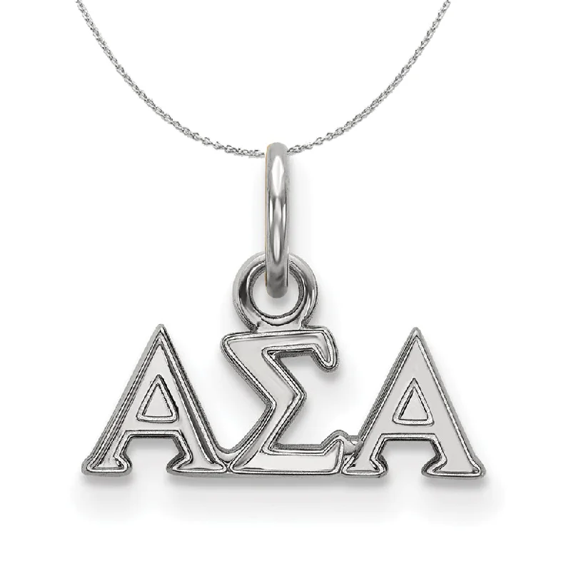 Natural sapphire necklace-Sterling Silver Alpha Sigma Alpha XS (Tiny) Greek Necklace