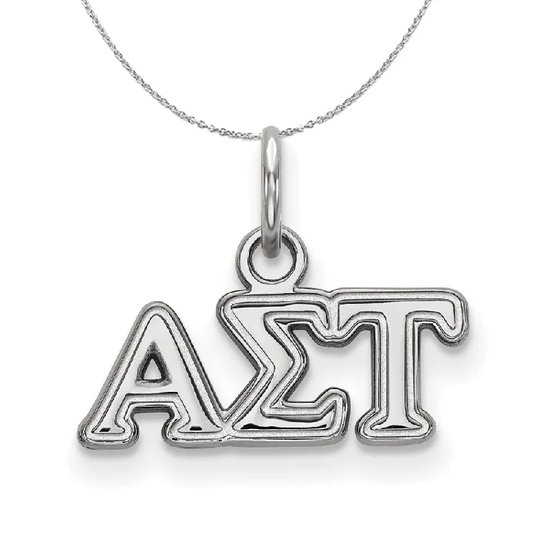 Stippled chain necklace-Sterling Silver Alpha Sigma Tau XS (Tiny) Greek Necklace