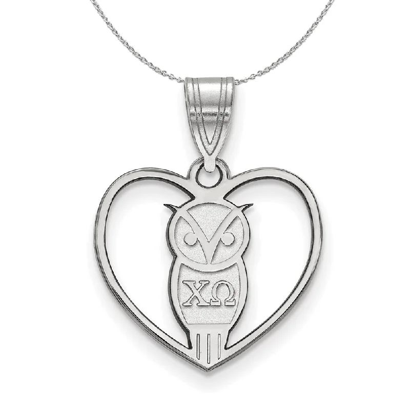 Vine-curl necklace-Sterling Silver Chi Omega Heart Pendant Necklace