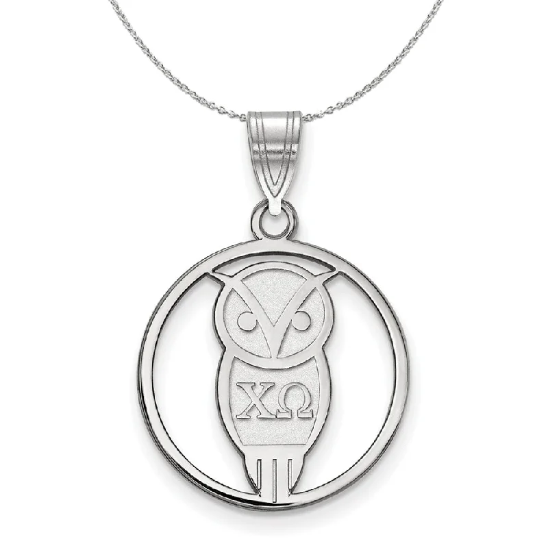 Sterling Silver Chi Omega Medium Circle Pendant Necklace