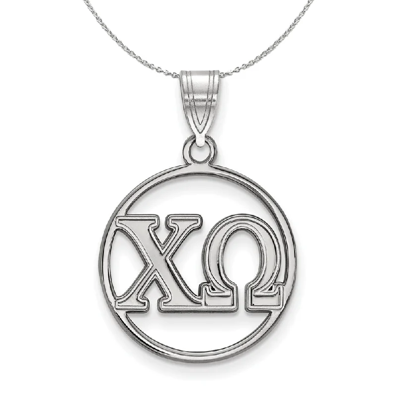 Sterling Silver Chi Omega Small Circle Pendant Necklace