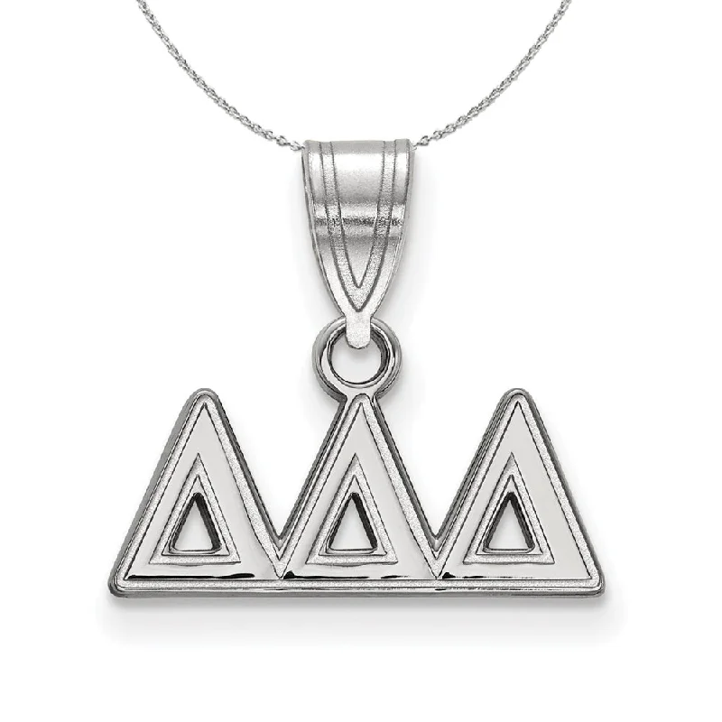 Inset gem necklace-Sterling Silver Delta Delta Delta Medium Greek Necklace