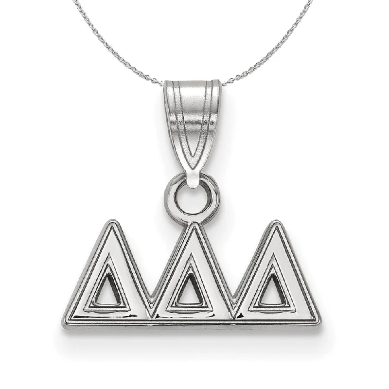 Dainty filigree necklace-Sterling Silver Delta Delta Delta Small Greek Necklace