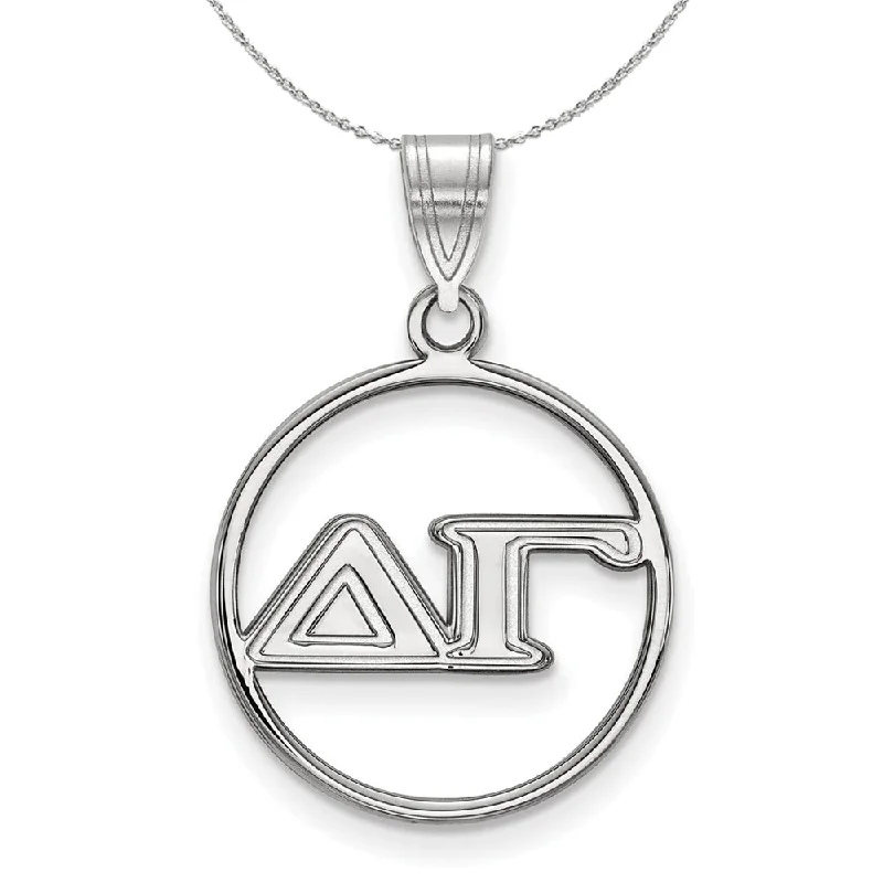 Subtle arc necklace-Sterling Silver Delta Gamma Medium Circle Greek Necklace