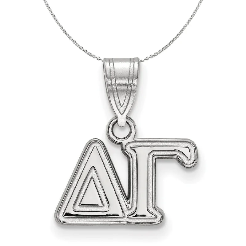 Hovering stone necklace-Sterling Silver Delta Gamma Medium Greek Necklace