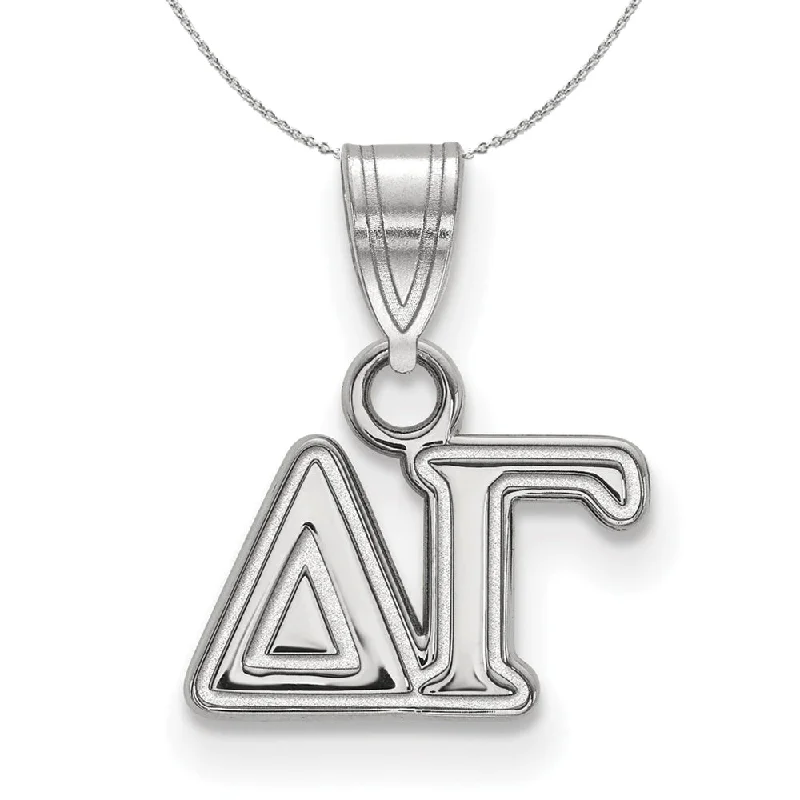 Sharp stone necklace-Sterling Silver Delta Gamma Small Greek Necklace