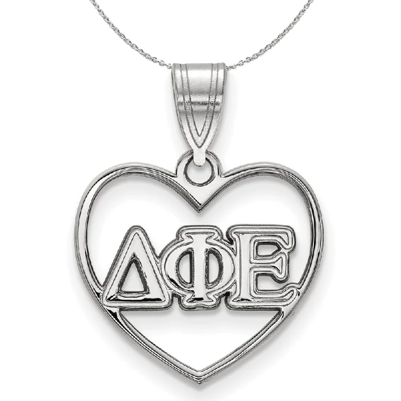 Braided necklace-Sterling Silver Delta Phi Epsilon Heart Greek Necklace