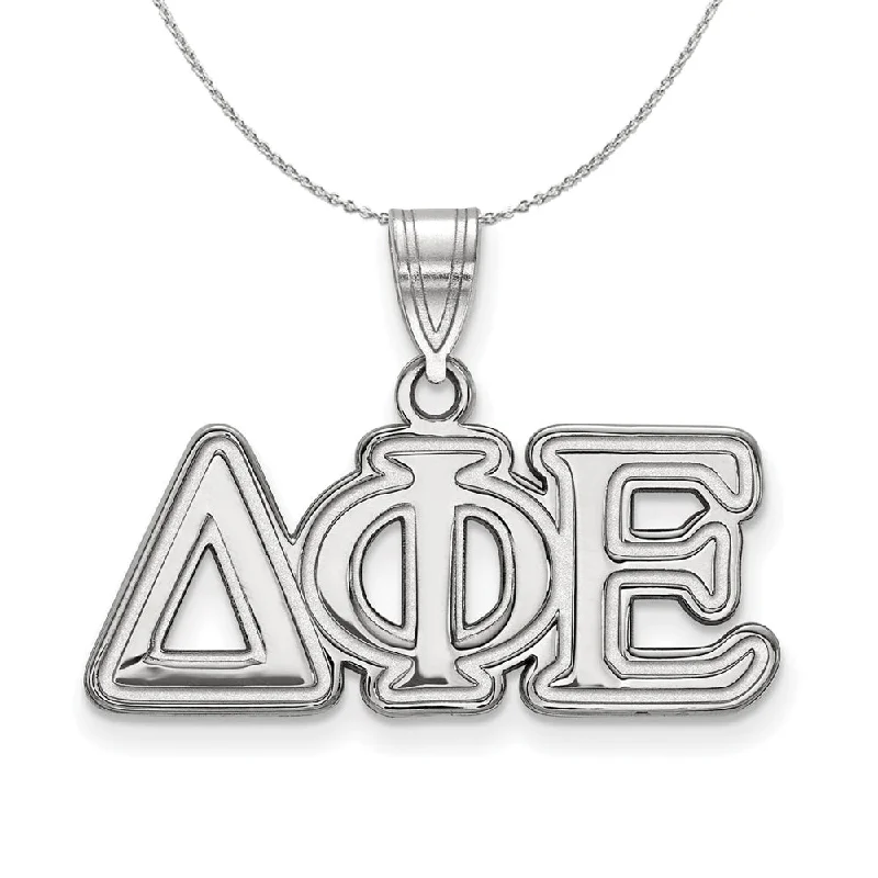 Winding twist necklace-Sterling Silver Delta Phi Epsilon Medium Greek Necklace