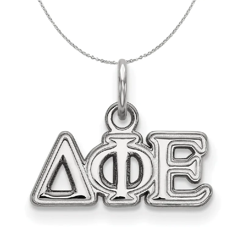 Inset gem necklace-Sterling Silver Delta Phi Epsilon XS (Tiny) Greek Necklace