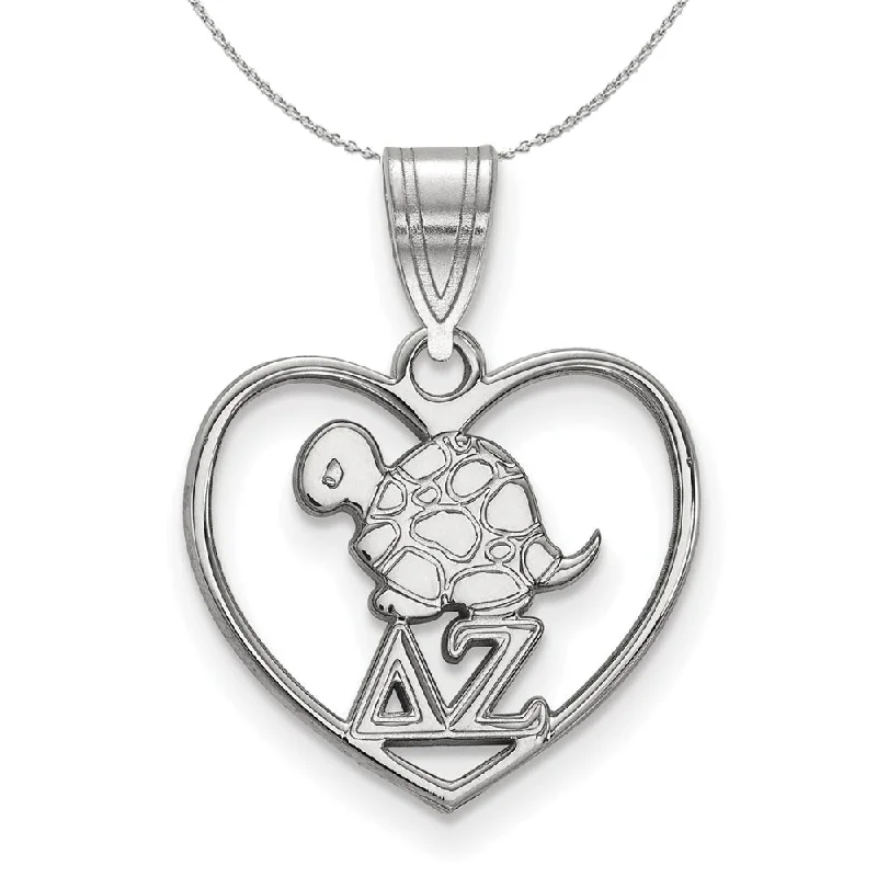 Clean cut necklace-Sterling Silver Delta Zeta Heart Pendant Necklace