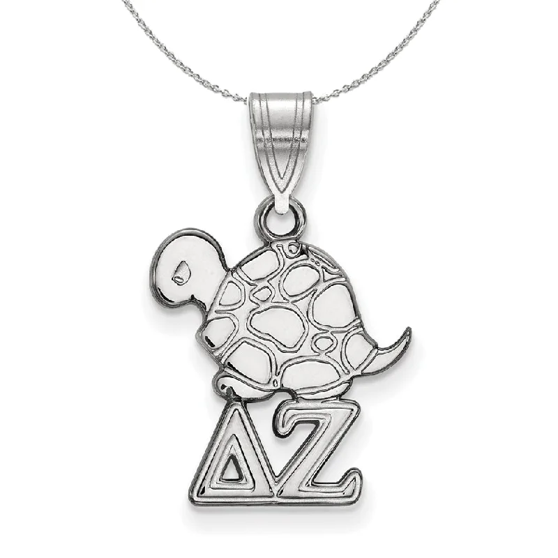 Fluid necklace-Sterling Silver Delta Zeta Small Pendant Necklace