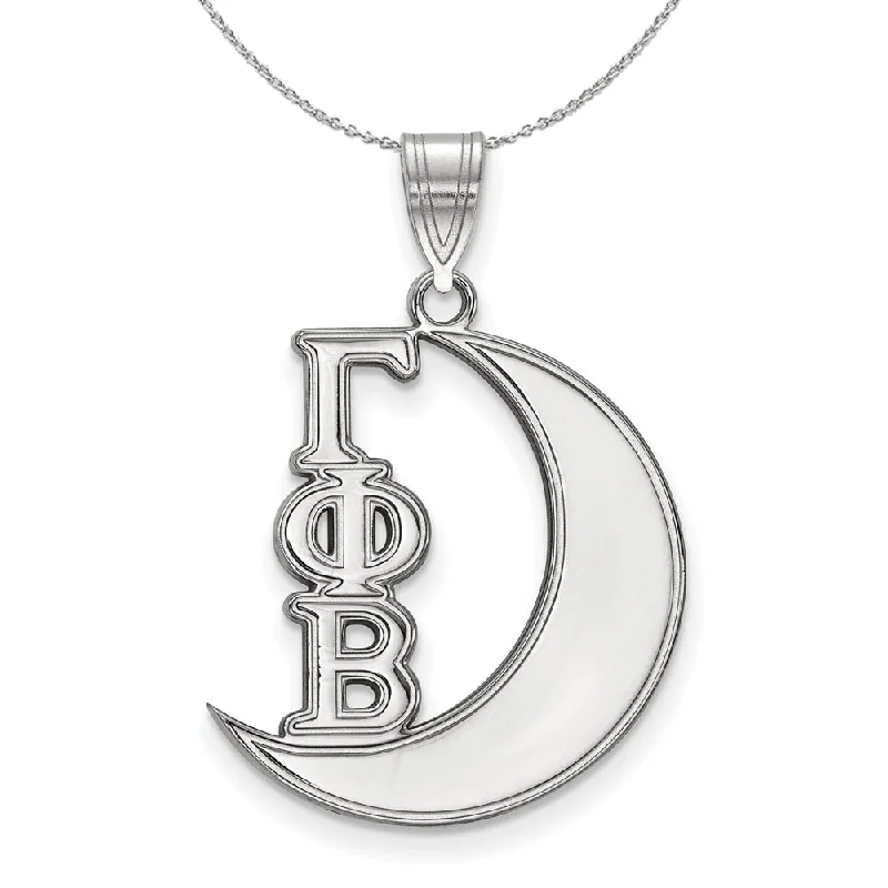 Angled stone necklace-Sterling Silver Gamma Phi Beta Medium Pendant Necklace