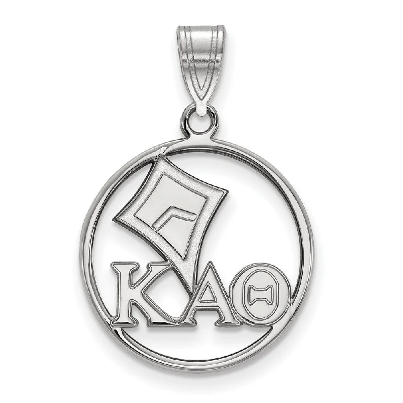 Crafted gold necklace-Sterling Silver Kappa Alpha Theta Medium Circle Pendant Necklace