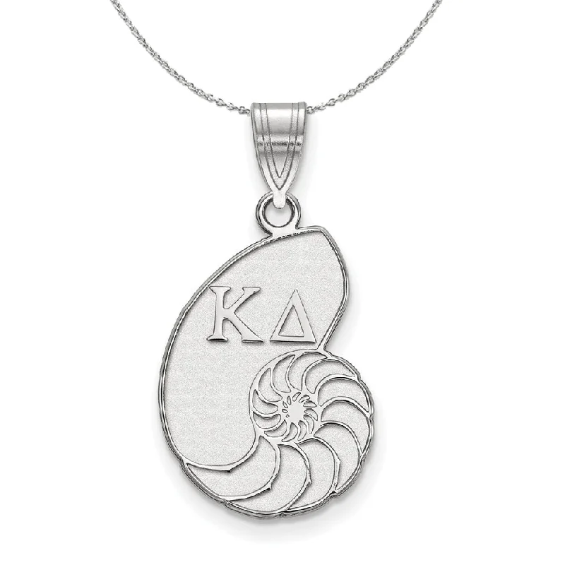 Rounded stone necklace-Sterling Silver Kappa Delta Medium Pendant Necklace