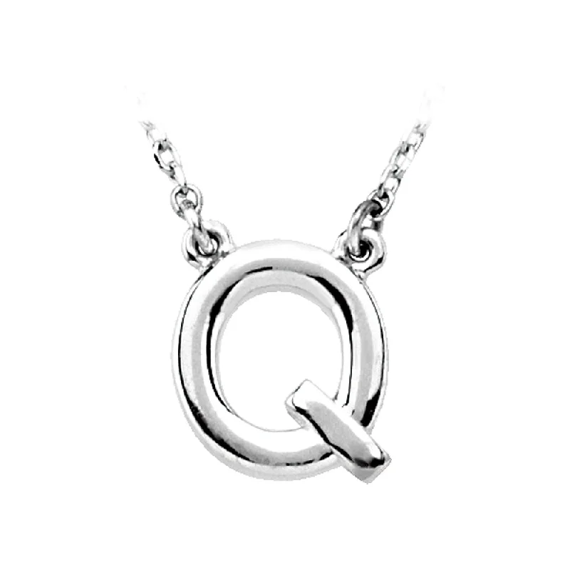 Sterling Silver, Kendall Collection, Block Initial Q Necklace, 16 Inch