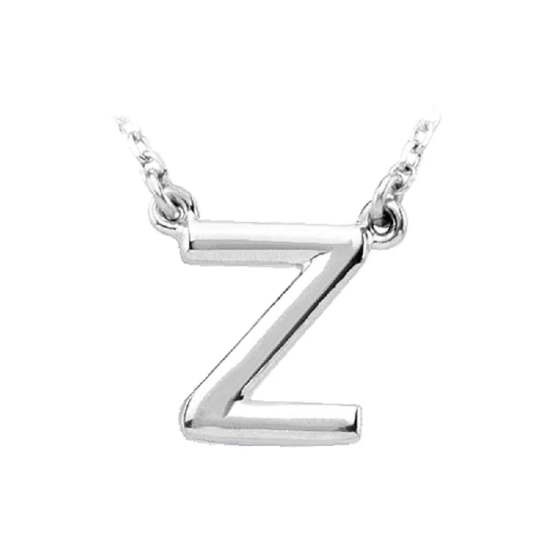 Sterling Silver, Kendall Collection, Block Initial Z Necklace, 16 Inch