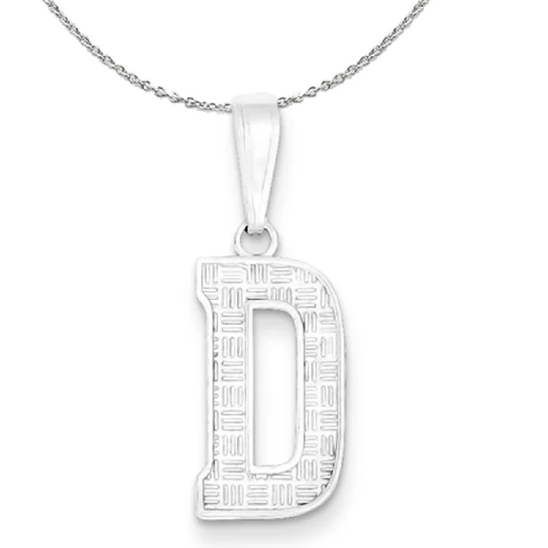 Retro citrine necklace-Sterling Silver, Sami Collection, Textured Block Initial D Necklace