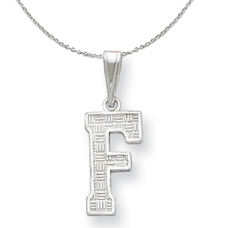 Summit gem necklace-Sterling Silver, Sami Collection, Textured Block Initial F Necklace