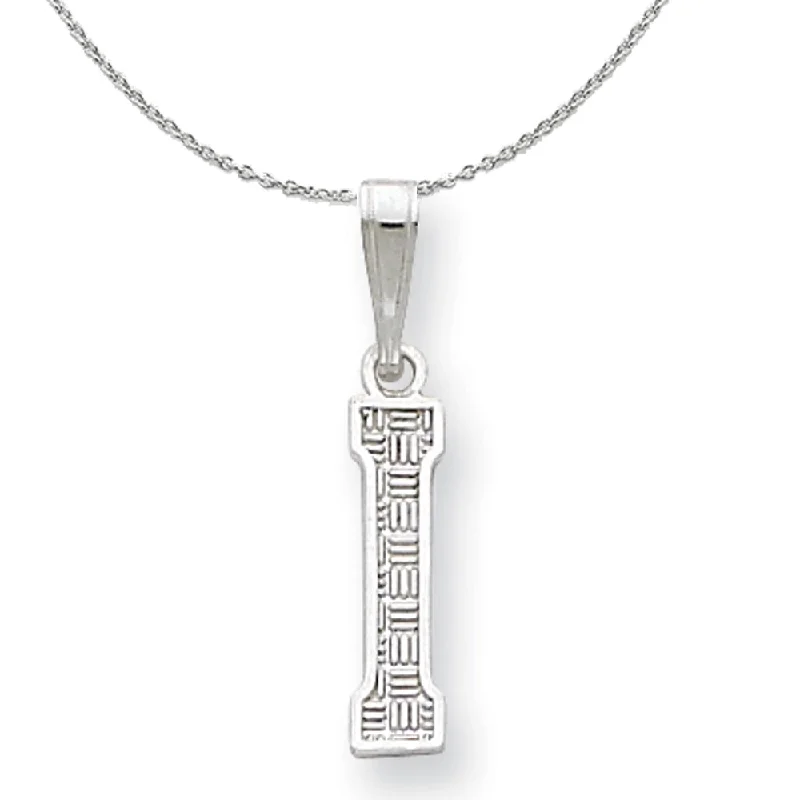 Dewdrop gem necklace-Sterling Silver, Sami Collection, Textured Block Initial I Necklace