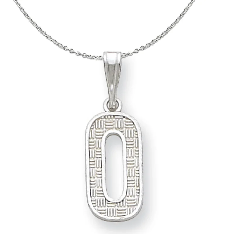 Patterned glaze necklace-Sterling Silver, Sami Collection, Textured Block Initial O Necklace