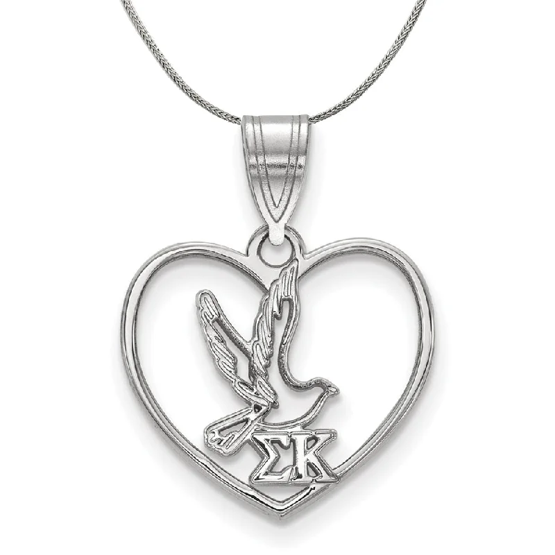 Sterling Silver Sigma Kappa Heart Pendant Necklace