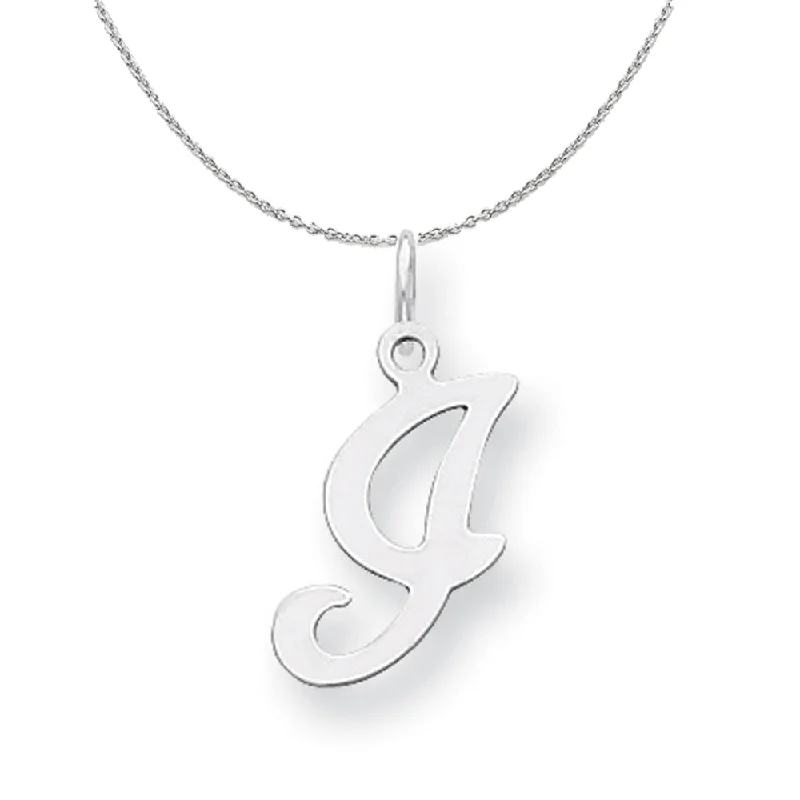 Shiny gem necklace-Sterling Silver, Sophia Collection, Small Script Initial I Necklace