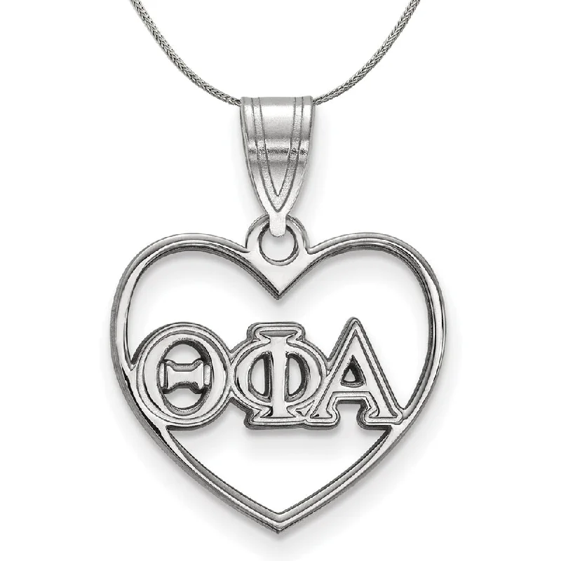 Sterling Silver Theta Phi Alpha Heart Greek Necklace