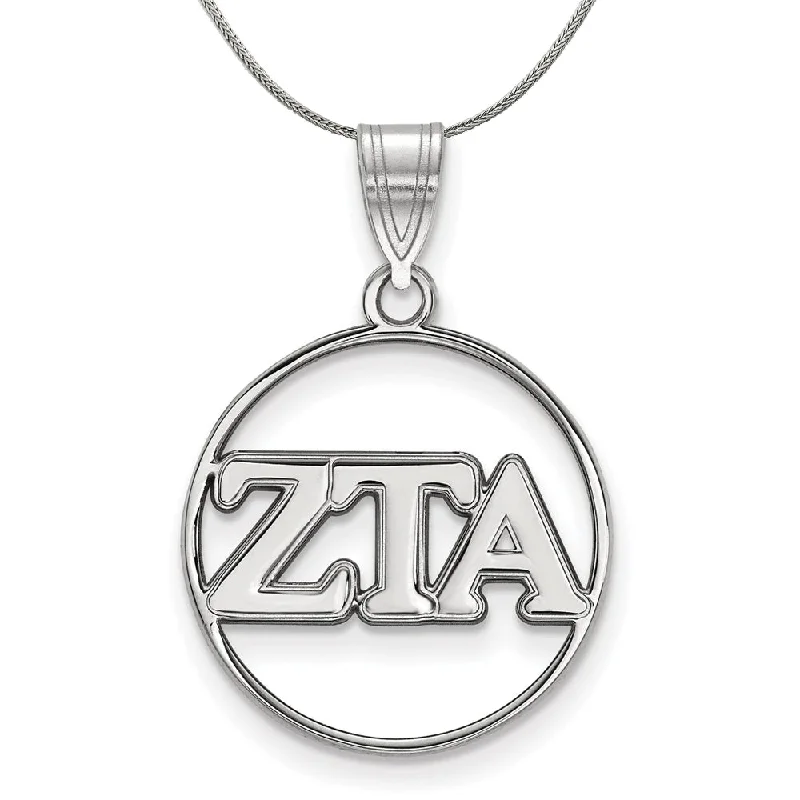 Sterling Silver Zeta Tau Alpha Medium Circle Greek Necklace