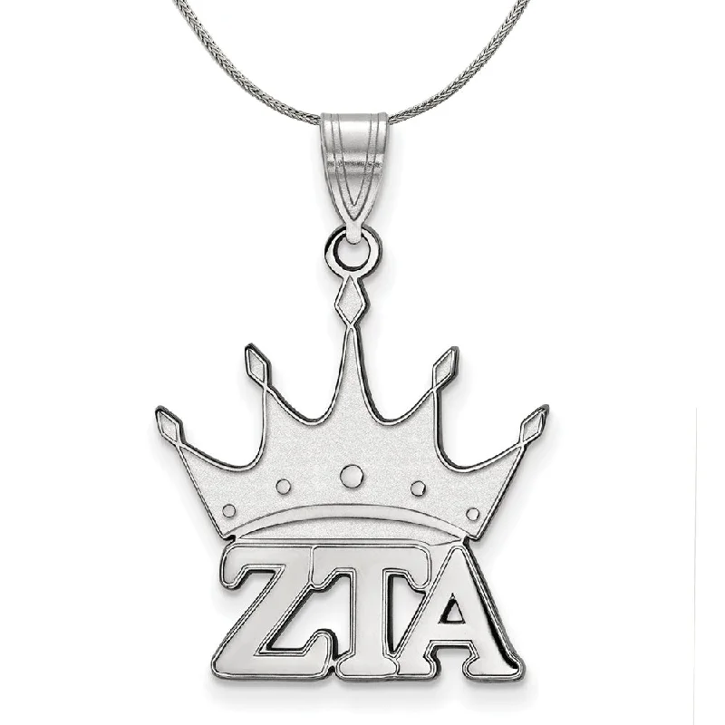 Sterling Silver Zeta Tau Alpha Medium Pendant Necklace