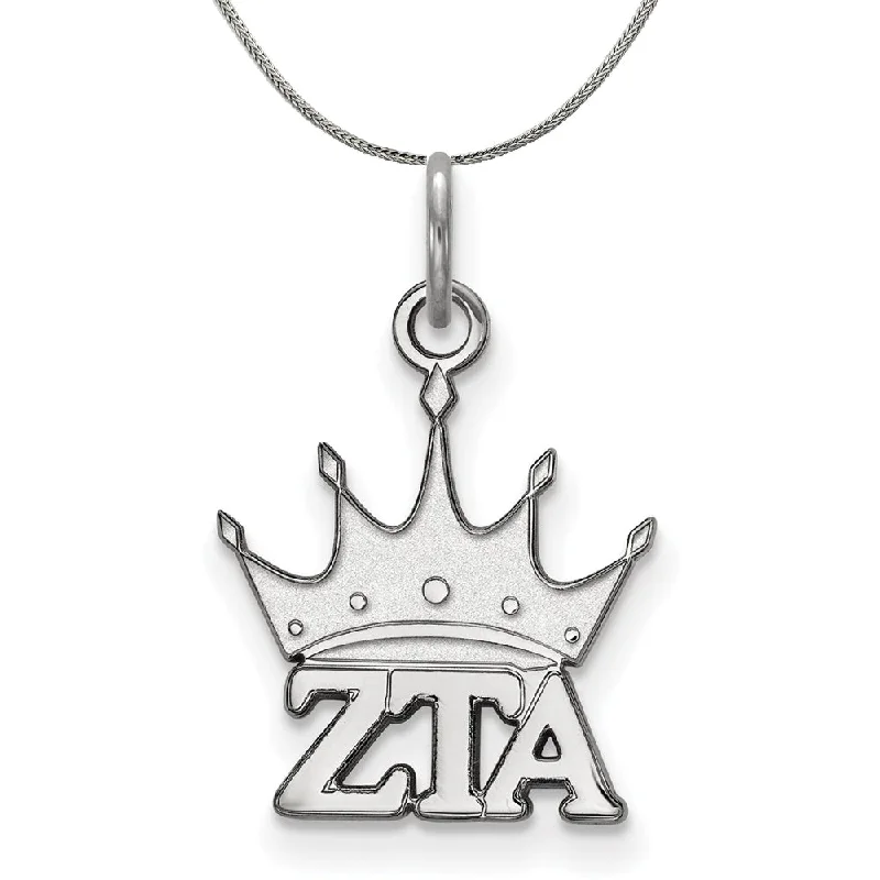 Crafted silver necklace-Sterling Silver Zeta Tau Alpha XS (Tiny) Pendant Necklace