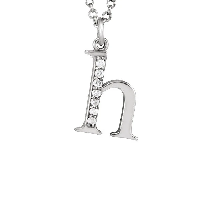 Glossy obsidian necklace-The Abbey 14k White Gold Diamond Lower Case Initial 'h' Necklace 16 In