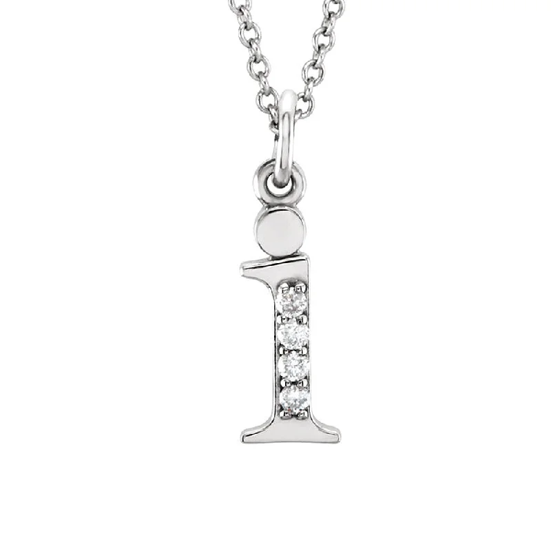 The Abbey 14k White Gold Diamond Lower Case Initial 'i' Necklace 16 In