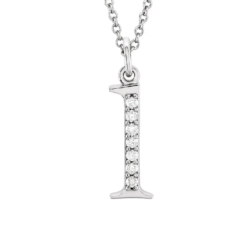 Soft curve necklace-The Abbey 14k White Gold Diamond Lower Case Initial 'l' Necklace 16 In